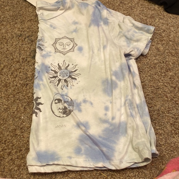 Blue tiy-diy size M/ moon,sun and crescent crop top - Picture 2 of 4
